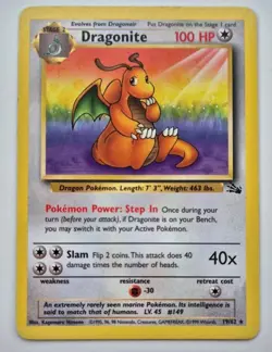 Pokemon WOTC Card - Dragonite - Fossil Set - Non-Holo Rare - 19/62 - NM - Image 1