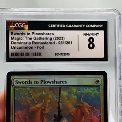 MTG - Dominaria Remastered - Swords to Plowshares - Foil - #031 - Graded CGC 8 - Image 3