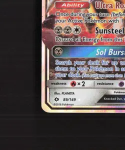 Solgaleo GX 89/149 Sun & Moon Ultra Rare Holo Pokemon Card LP - Image 5