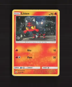 Litten 24/149 Sun & Moon Cosmos Holo Rare Holo Pokemon Card DMG - Image 1