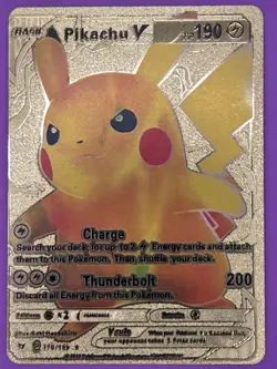 Pikachu V 170/185 Gold Foil Fan Art Pokemon Card HP 190 - Image 1