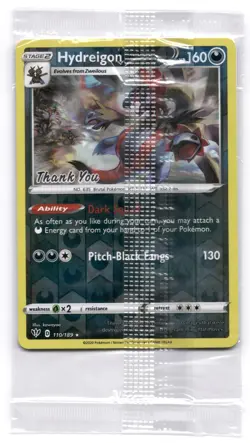 Hydreigon NM Thank You STAMPED 110/189 Darkness Ablaze Pokemon TCG Reverse Holo - Image 1
