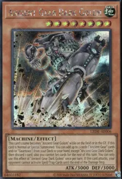 Yugioh Ancient Gear Dark Golem LEDE-AE006 Secret Rare NM - Image 1