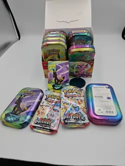 Pokemon Prismatic Evolutions Mini Tins And Display Box Set Of 8 NO CARDS - Image 5