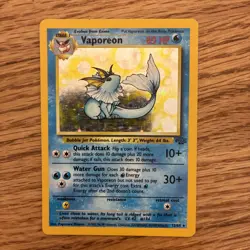 Vaporeon 12/64 Jungle Unlimited Rare Holo Vintage WOTC 1999 Pokemon Card LP / MP - Image 1