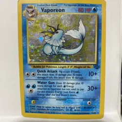 Vaporeon 12/64 Jungle Unlimited Rare Holo Vintage WOTC 1999 Pokemon Card LP / MP - Image 1