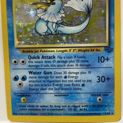 Vaporeon 12/64 Jungle Unlimited Rare Holo Vintage WOTC 1999 Pokemon Card LP / MP - Image 4