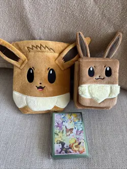 Eevee Plush Deck Box + Eevee Card Sleeves From Prismatic Evolutions SPC - Image 1