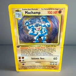Pokemon TCG Machamp Holo Card Base Set 8/102 MP - Image 1