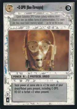 1995 Star Wars CCG Decipher Premiere Limited C-3PO BB Card - Image 1