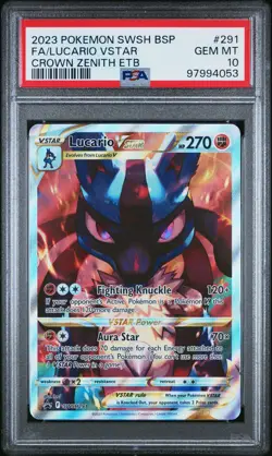 2023 Pokemon Swsh Black Star Promo #291 Fa/Lucario Vstar Crown Zenith Etb PSA 10 - Image 1