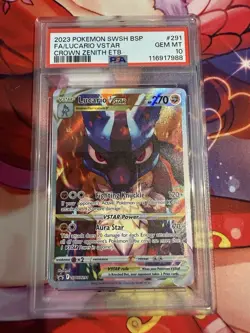2023 Pokemon Swsh Black Star Promo #291 Fa/Lucario Vstar Crown Zenith Etb PSA 10 - Image 1