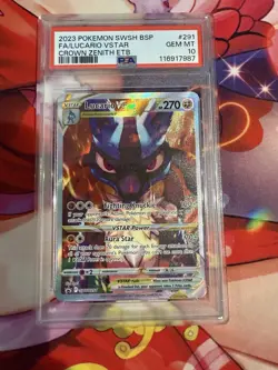 2023 Pokemon Swsh Black Star Promo #291 Fa/Lucario Vstar Crown Zenith Etb PSA 10 - Image 1