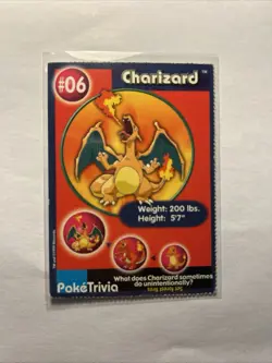 Charizard #6 Pokemon Burger King 1999 PokeTrivia Movie Card Original 151 - Image 1
