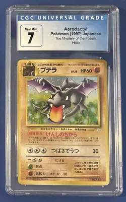 1997 Pokemon Mystery Of The Fossils Japanese Aerodactyl Holo Card #142 CGC 7 - Image 1