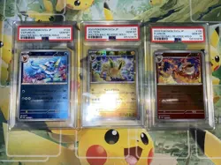 PSA 10 Vaporeon Jolteon Flareon Master Ball Mirror Set Japanese Pokemon Card - Image 1