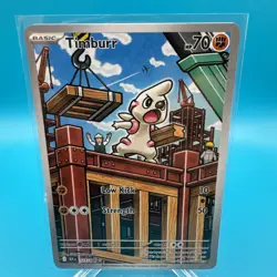 Pokemon TCG Timburr Card Illustration Rare Sv: Black Bolt 125/086 NM Ships Fast - Image 1