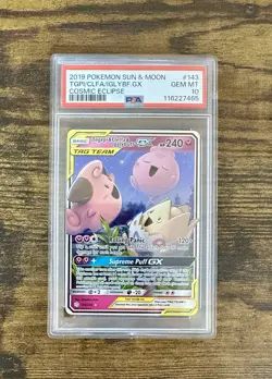 2019 POKEMON SUN & MOON COSMIC ECLIPSE TOGEPI & CLEFFA & IGGLYBUFF GX PSA 10 - Image 1