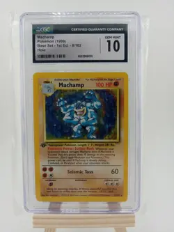 Pokemon Machamp Holo Rare 1st Edition #8 CGC 10 Gem Mint Base Set - Image 1
