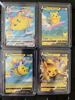 Flying Pikachu & Surfing Pikachu V + Vmax Card Set Pokemon TCG Celebrations NM+ - Image 1