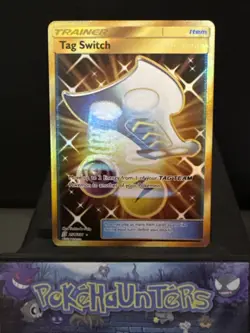 Pokemon Card Tag Switch 254/236 Unified Minds Secret Rare Gold Near Mint - Image 1