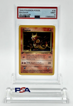 1999 Pokemon Fossil Magmar 1st edition 39/62 PSA 9 Mint - Image 1