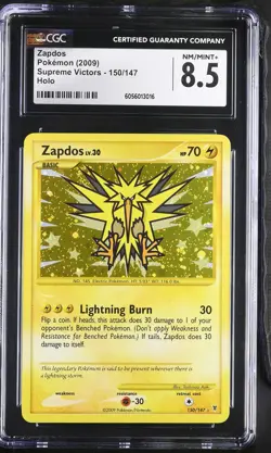 CGC 8.5 Zapdos 2009 Supreme Victors 150/147 Holo Pokemon Card - Image 1