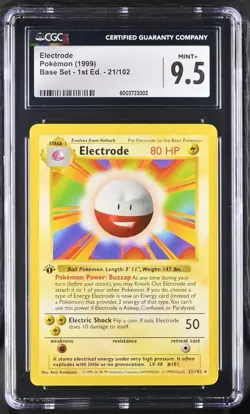 Pokemon Electrode CGC 9.5 Base Set 1st Edition Shadowless Rare #21 1st Ed - Image 1