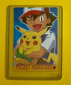PIKACHU ASH Pokemon Pocket Monsters Vintage Vending Prism Sticker NM Foil - Image 2
