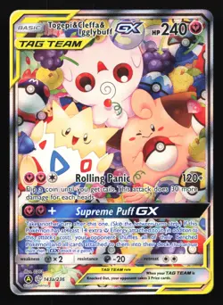 Pokemon Togepi Cleffa Igglybuff GX 143a/236 Alt Art Cosmic Eclipse Holo LP - Image 1