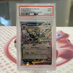2025 Pokemon Prismatic Evolutions UMBREON EX 060/131 Surprise Box Stamped PSA 9 - Image 1