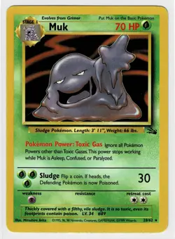 Muk 28/62 Pokemon Fossil Unlimited Rare HP - Image 1