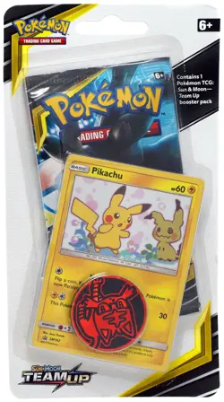 Pokemon TCG Sun & Moon Team Up Pikachu Blister Booster Pack [with Coin] - Image 1