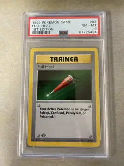 First Edition 1999 Pokemon Base Set 82/102 Full Heal PSA NM-MT 8 - Image 1
