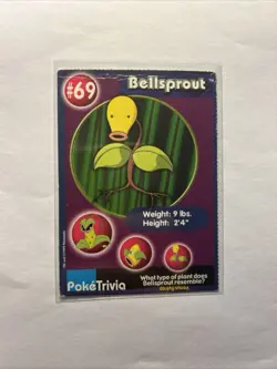 Bellsprout 69 Pokemon Burger King PokeTrivia Trading Card Near Mint - Image 1