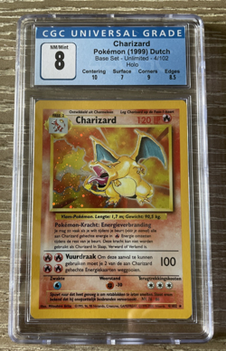 Pokemon Charizard Holo Base Set Unlimited Card 4/102 1999 DUTCH CGC 8 - Image 1