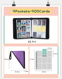 Card Binder with 9 Pockets - Holds Up to 900 Cards, Trading Card Collection C... - Image 2