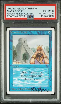 1993 MTG UNLIMITED ANCESTRAL RECALL PSA 6 AUTO AUTHENTIC - Image 1