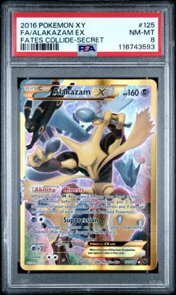 PSA 8 Alakazam EX Secret 125/124 XY Fates Collide Pokemon - Image 1
