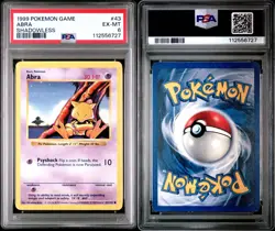 1999 POKEMON BASE SET SHADOWLESS #43 ABRA PSA 6 - Image 1