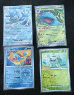 Pokemon TCG Blooming Waters 151 Blastoise Venusaur Squirtle Bulbasaur Set Of 4 - Image 1