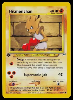 Pokemon Card - Hitmonchan 1st Edition Neo Destiny 69/105 Common - Image 1