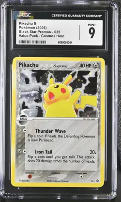 CGC 9 MINT Pikachu 2006 Black Star Promo 035 Cosmos Holo Pokemon Card - Image 1