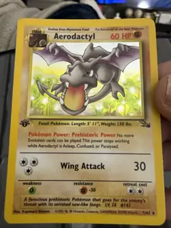 1999 Aerodactyl 1/62 Fossil Holo Rare 1st Edition Prerelease LP Pokemon Card B71 - Image 1
