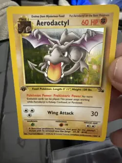 1999 Aerodactyl 1/62 Fossil Holo Rare 1st Edition Prerelease LP Pokemon Card B71 - Image 2