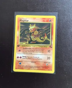 Original 1999 Rare First/ 1st Edition Magmar Pokemon Card Fossil Set NM - Image 2