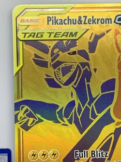 JUMBO Oversized Pikachu & Zekrom GX Tag Team Gold Promo SM248 Pokemon Texture NM - Image 3