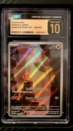 Pokemon 151 Charmander AR 168/165 CGC Pristine 10 Scarlet Violet 151 - Image 1