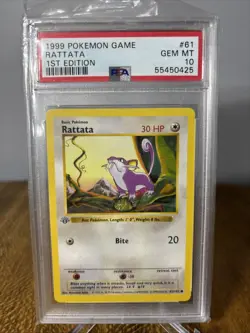 1999 Pokemon Base Set Shadowless 1st Edition Rattata PSA 10 - Image 1