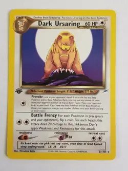 DARK URSARING 21/105 Neo Destiny Rare 1st Edition WOTC Pokemon Card Near Mint - Image 1